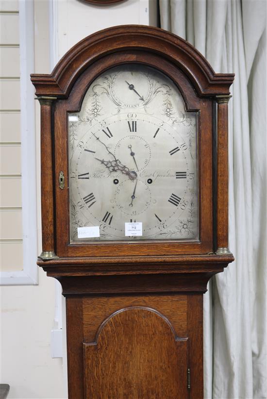 A George III oak eight day longcase clock by Thomas Fowle of Grinstead, H.197cm
